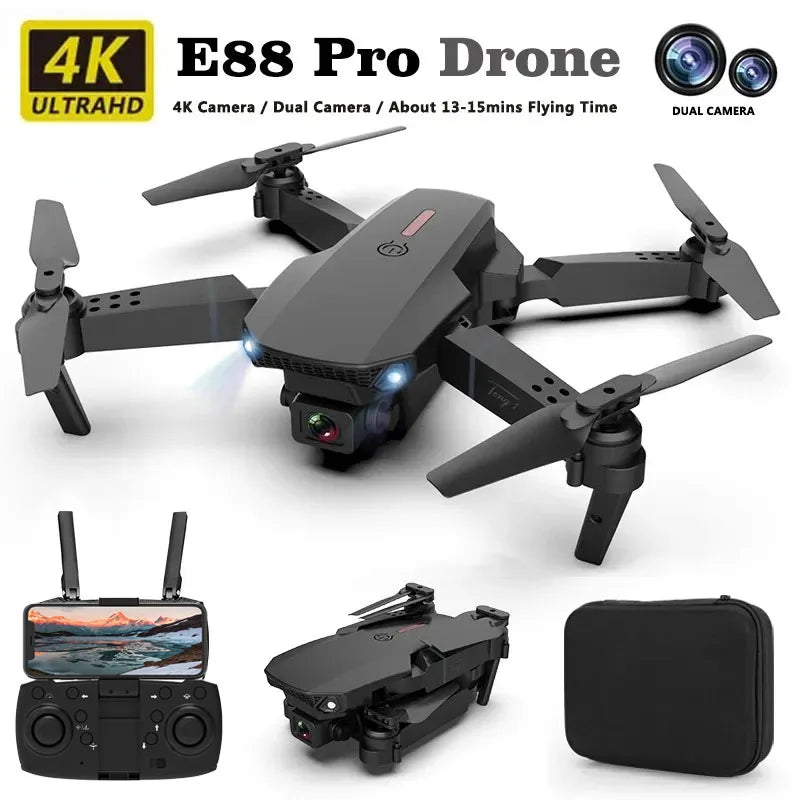 E88pro Drone Profesional Dron Flujo Óptico Cámara Dual 4k Fotografía Aérea Avión de Cuatro Ejes RC Quadrotor juguetes para niños