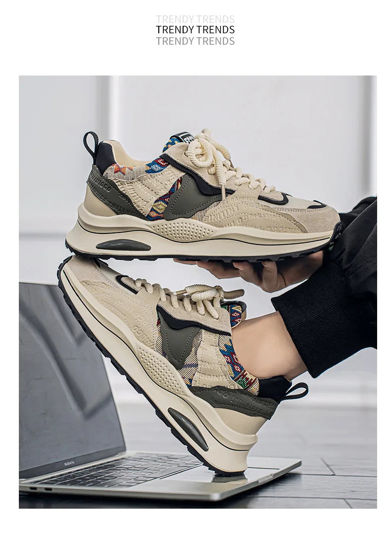Men's Shoes Spring New Casual Versatile Comfortable Fashion Trend Niche Non-slip Wear-Resistant Retro Sneakers