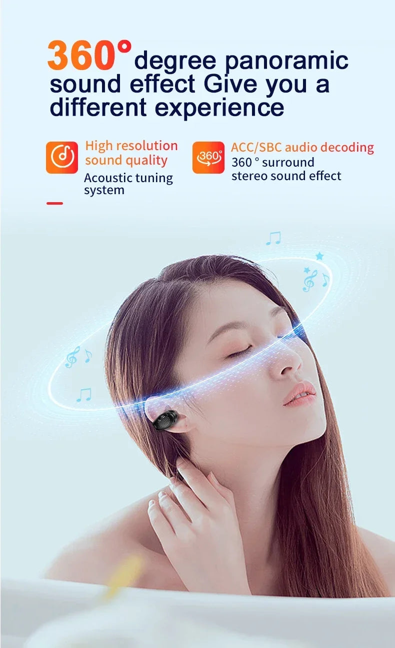 Bluetooth 5.3 Earphones With Mic Wireless Headphones Single in-Ear Sports Waterproof TWS Earbuds Handsfree Headset