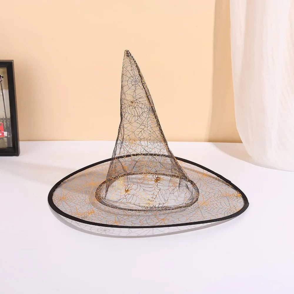 Decorations Props Pointed Hat Halloween Witch Hat Sequin Decorative Cosplay Hat Breathable Spider Witch Hat Cosplay Event