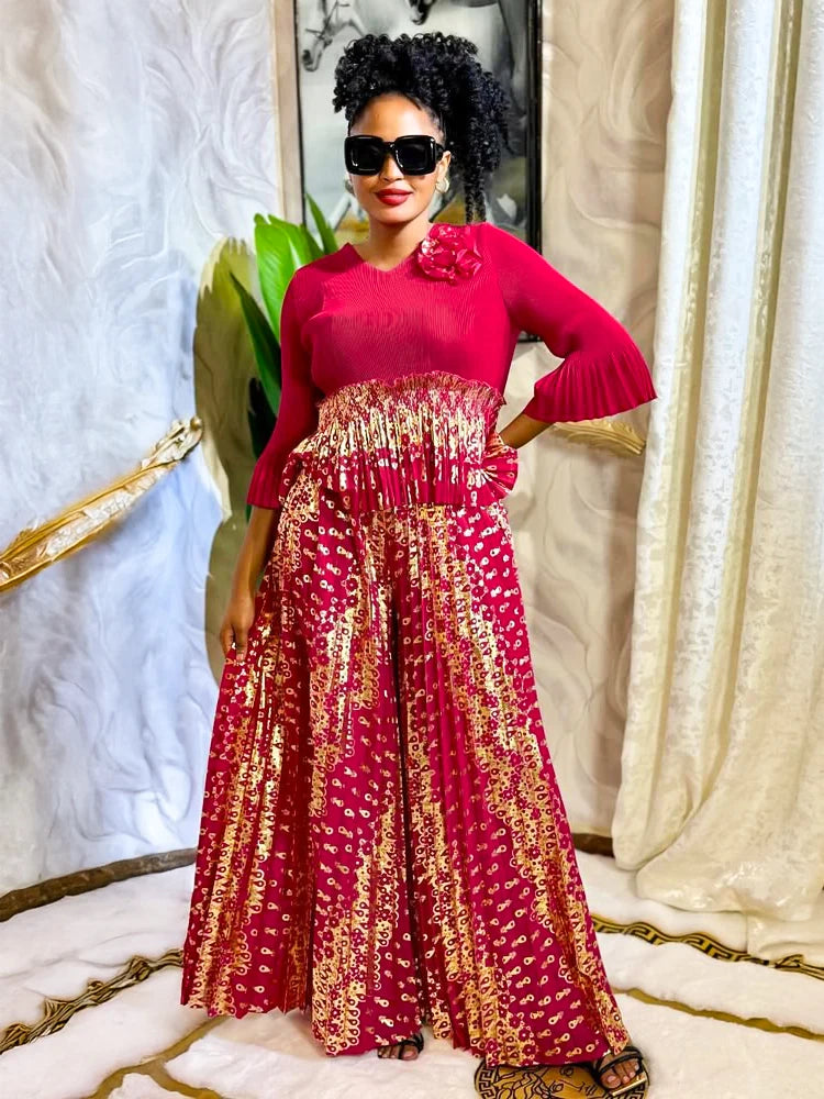 Luxury Women Chic Evening Dresses Formal Ball Gowns Elegant Party Miyake Pleated Long Sleeve Dress Female Plus Size Clothes