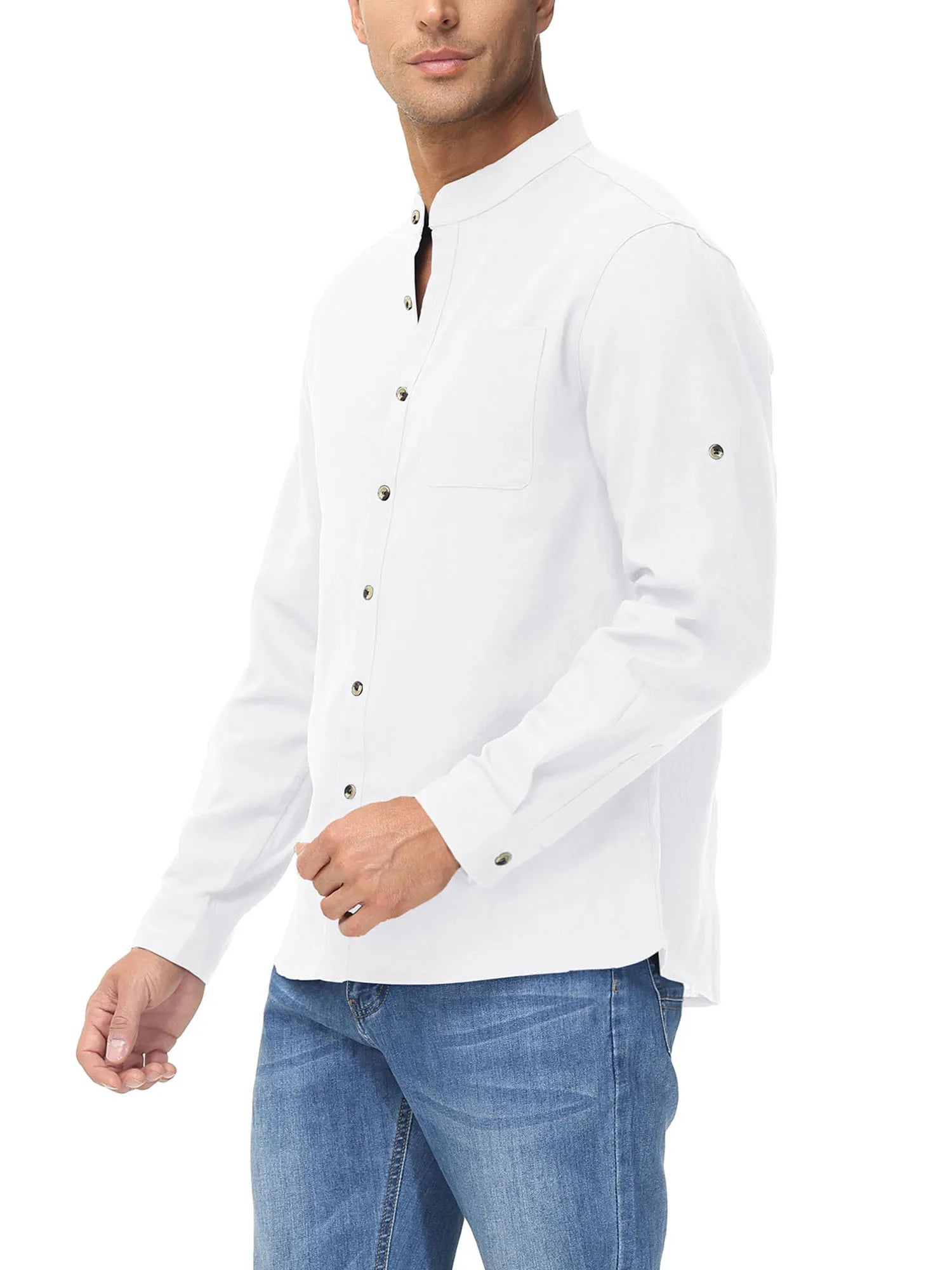 Men's Fashion Collar Henley Shirts Solid Color Casual Shirt for Vacation Men Business Casual Shirt Summer Breathable Daily Shirt