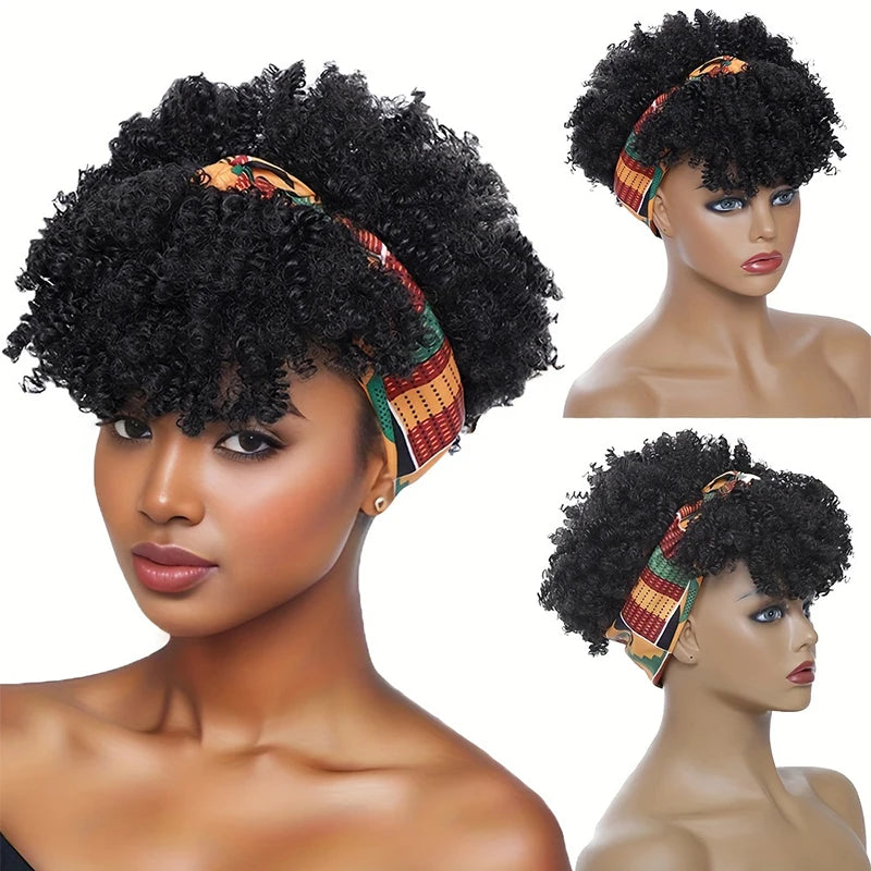 Afro Curly Headband Wig