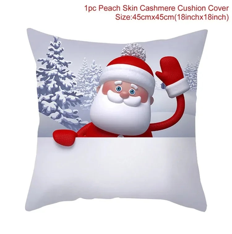 Merry Christmas Cushion Cover Christmas Decorations for Home 2021 Cristmas Ornament Noel Xmas Decor Navidad Happy New Year Gifts