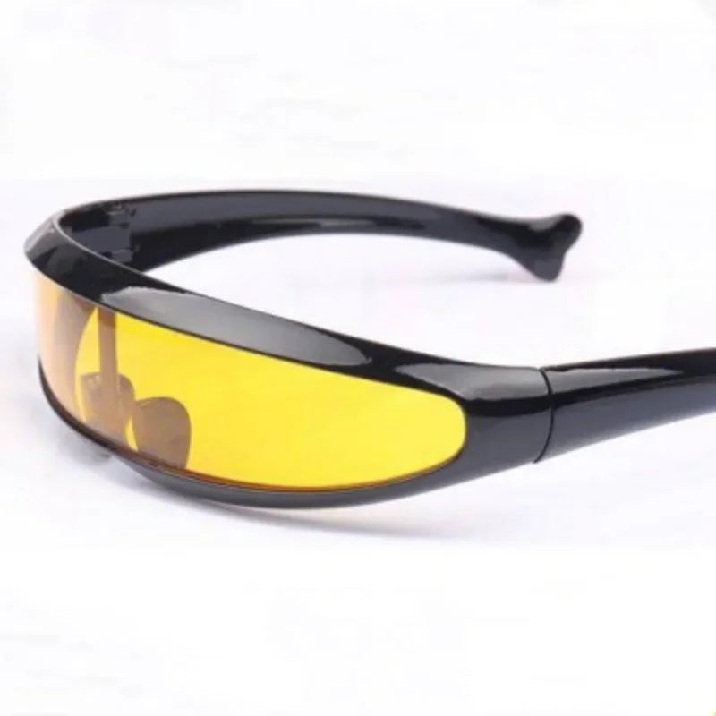 Futuristiske smale Cyclops-solbriller med visir, laserbriller, UV400, personlighet, speilglass, kostymebriller, menn, briller