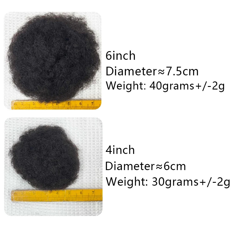 Afro Puff Kinky Curly Human Hair Ponytail Curly Drawstring High Bun HairPiece Clip in on Updo Chignon for Black Women 4 6 8 inch