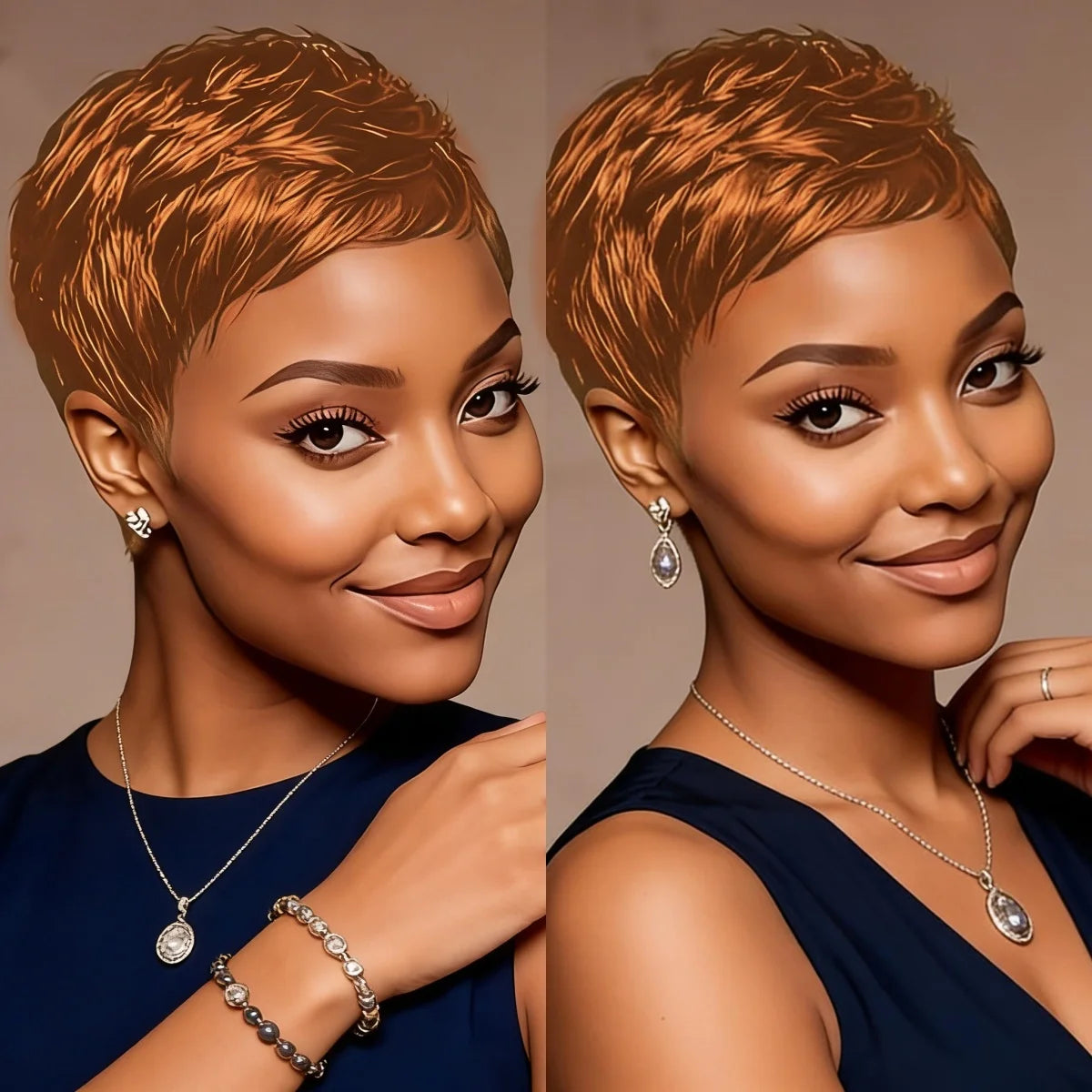 Pixie Cut Wig with Bangs Short Wigs for Women Natural Black/99j/30/27/4# Color Machine Made