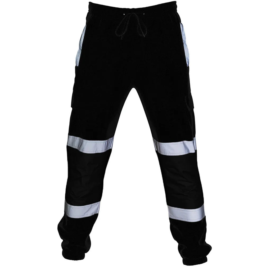 Men Road Work Pants High Visibility Overalls Casual Pocket  Work SplicingTrouser Pants