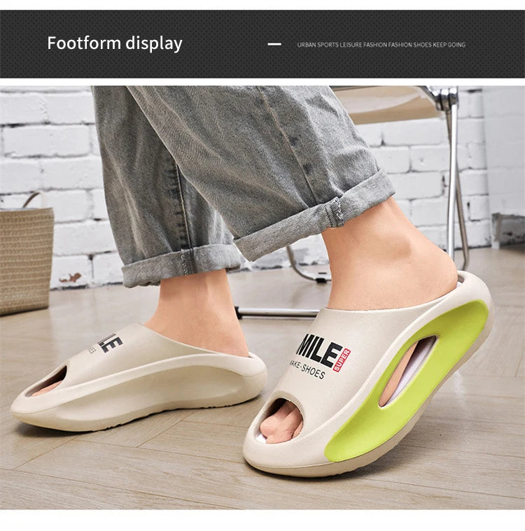 Men Slippers New Slides with a Sense High Aesthetic Value External Wear Anti Slip Thick Bottom, Beach Cool Slippers for Men