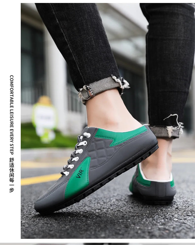 Men's Fashion Soft-soled Half Slippers Men Trendy Casual Shoes Soft Sole Non-slip Shoes New Outdoor Walking Shoes Zapatos Hombre