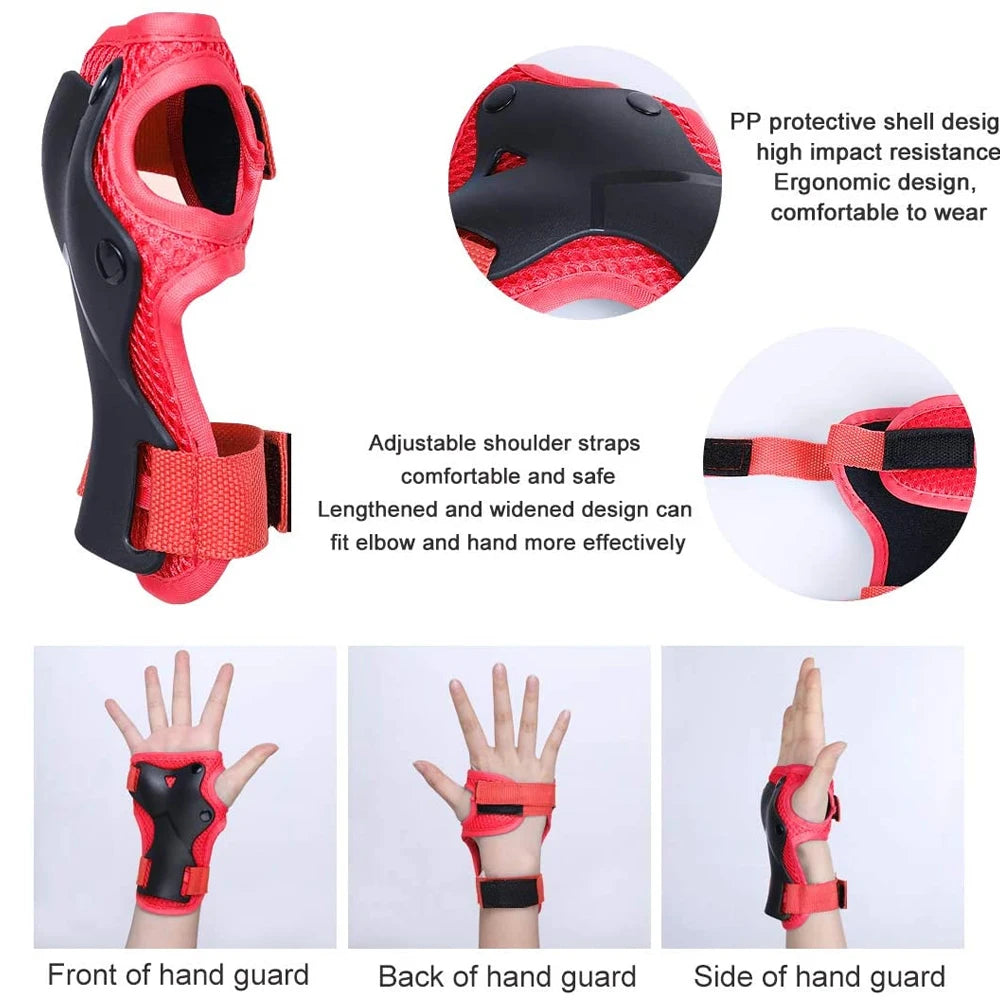 Juego de 6 piezas de equipo de protección infantil, rodilleras para niños pequeños de 3 a 14 años, rodilleras y coderas con protectores de muñeca 3 en 1 para patinaje y ciclismo