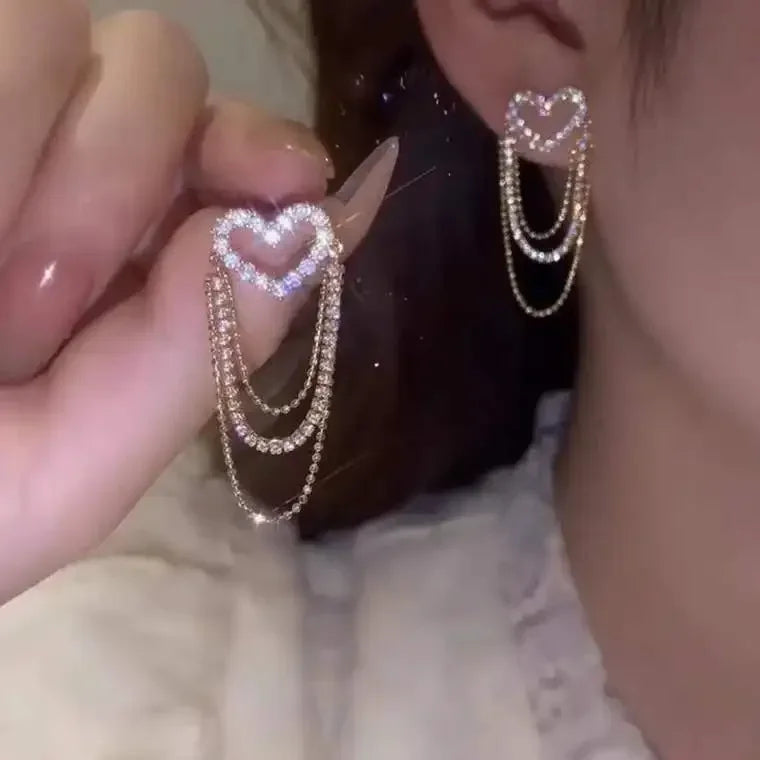 Pendientes de tuerca cuadrados de circonita azul de color plateado con borla larga para mujer, elegantes, delicados y encantadores, regalo premium para boda