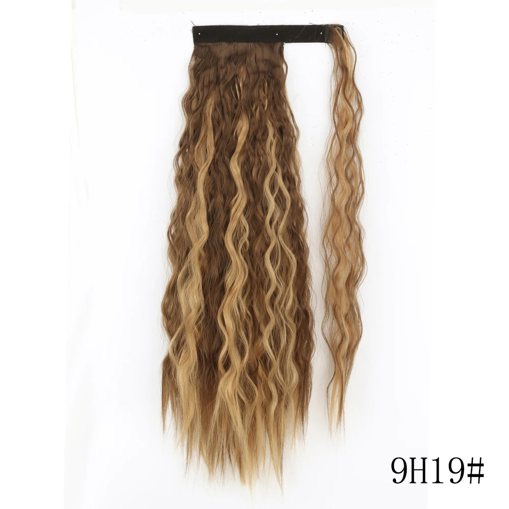 LISI GIRL Synthétique 22/34 Pouces Queue de Cheval enroulée Extensions de Cheveux Bouclés Afro Longs Postiches Queue de Cheval Faux Cheveux Résistant à la Chaleur