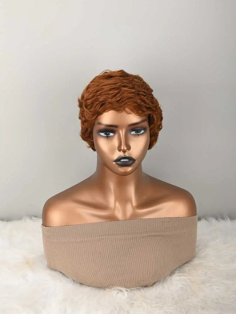 Short Pixie Wigs forWomen Auburn ShortWigs Wig Pixie Cut Wigsfor Short Hair WigLayered for Women Short Red Curly Wigs with Bangs for Women, Natural Wavy Synthetic Hair, Fluffy Pixie Cut, Layered Synthetic Wigs