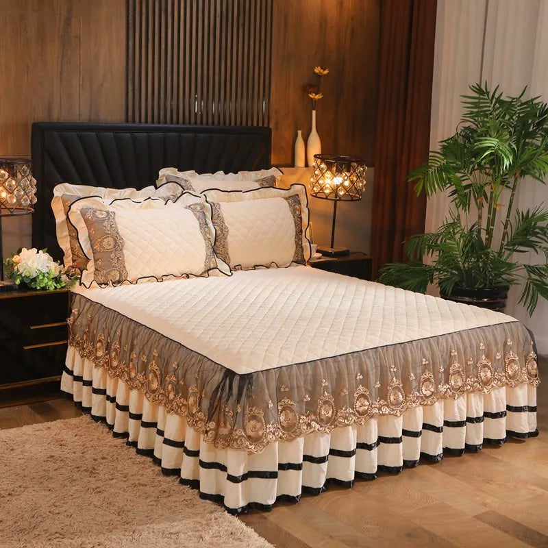 Luxury Velvet Lace Bed Skirt
