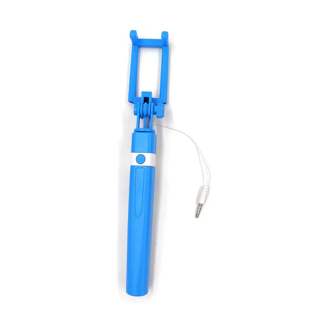 Mini Wire Controlled Selfie Stick Pink/Blue/Black Suitable for Android 3.5mm/Type-c Selfie Stick Shrinkage 18cm Stretch 72cm