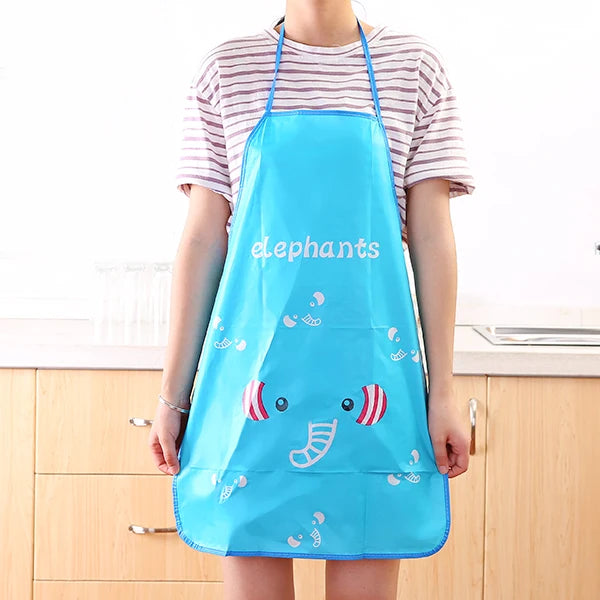 Women Cartoon Fruits Waterproof PVC Apron Kitchen Restaurant Cooking Bib Aprons