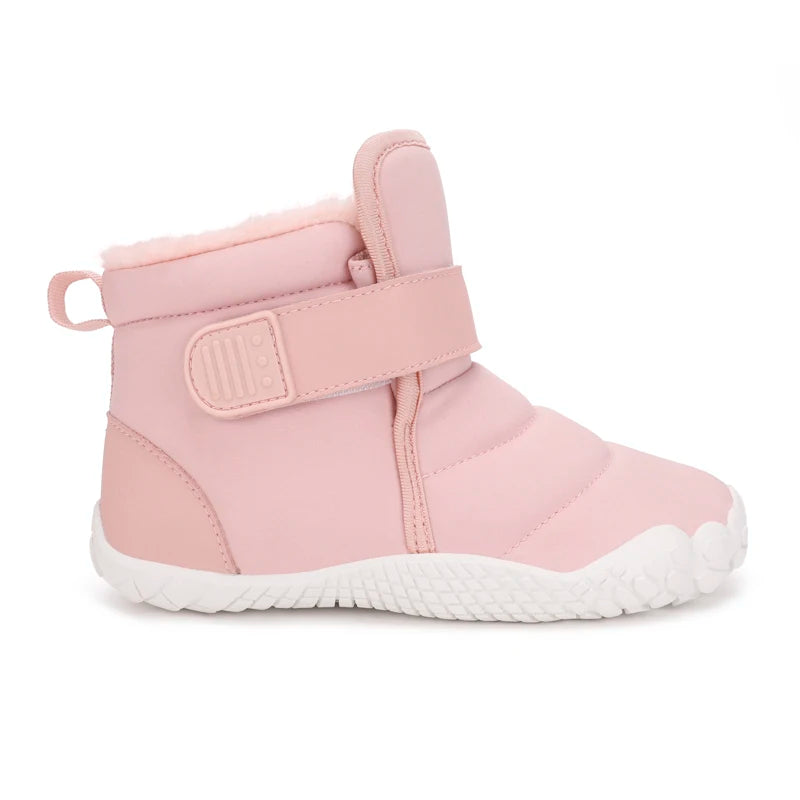 Kids Wide Toe Barefoot Snow Shoes Girls Ankle Winter Boots Warm Plush Boys Fur Shoes Children Minimalist Sneakers Boots