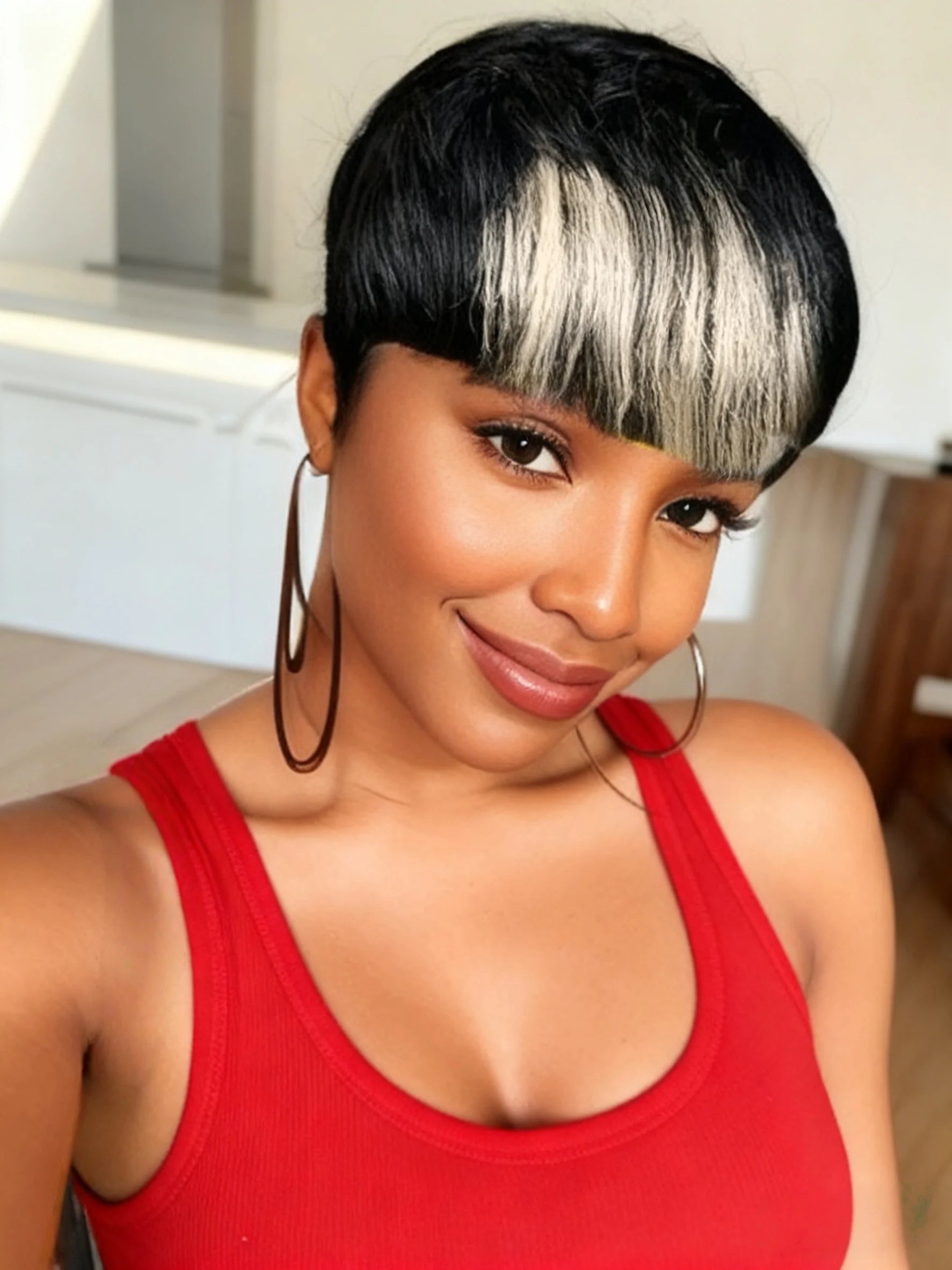 Short Human Hair Wigs Layered Short Pixie Full Machine Made Wigs For Women