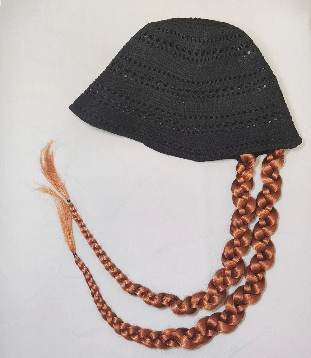 SQRDGQ Hat Wigs Cap with Braiding Hair Extensions Synthetic Wigs for Women Box Braids Crochet Hair Woman Wigs on Clearance Sale