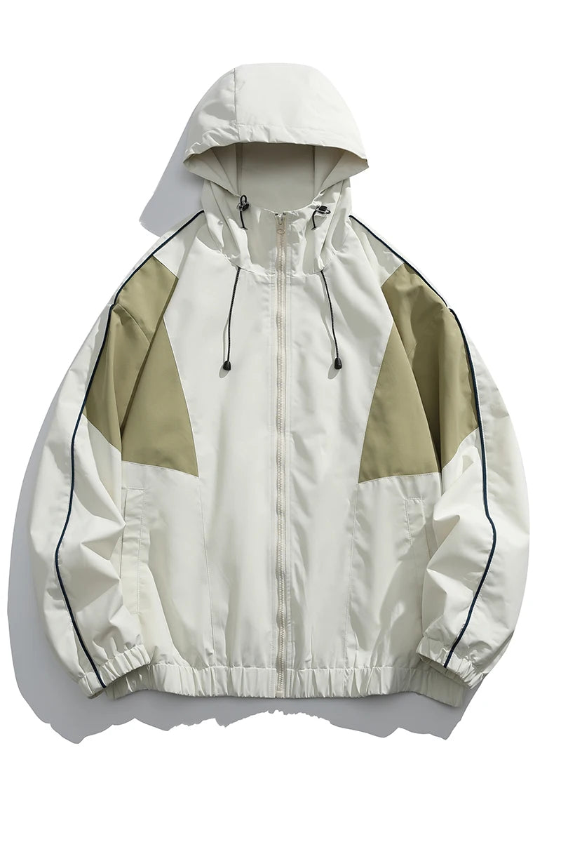 Trendy Men's Outdoor Jacket Fashionable Casual Windbreaker with Hood Suitable for Mountain Cycling Climbing Traveling Camping