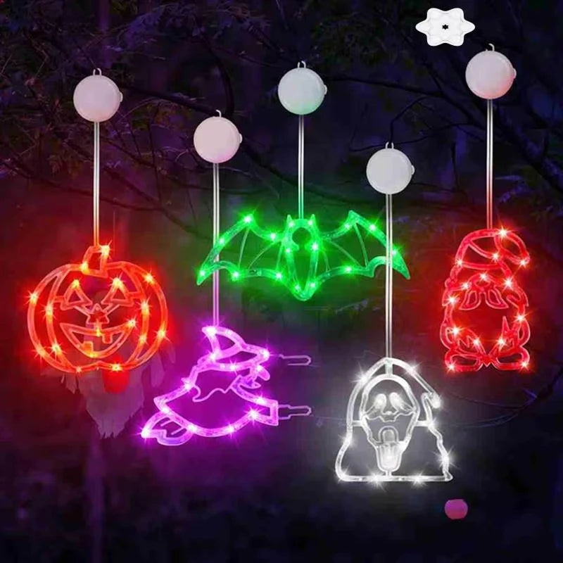 Halloween Led String Lights Ghost Pumpkin Spider Hat Modeling Lamp with Suction Cup Festival Party Halloween Decoration New