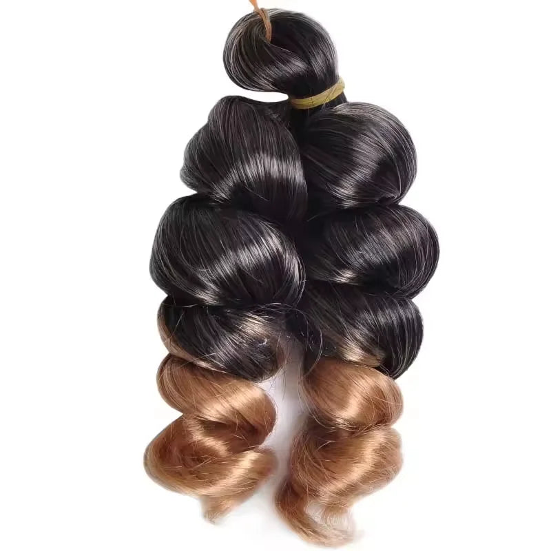 12inch Synthetic French Loose Curl Crochet Hair Extensions Spiral Curly Body Wave Monochrome Mixed Color for Women girls Party