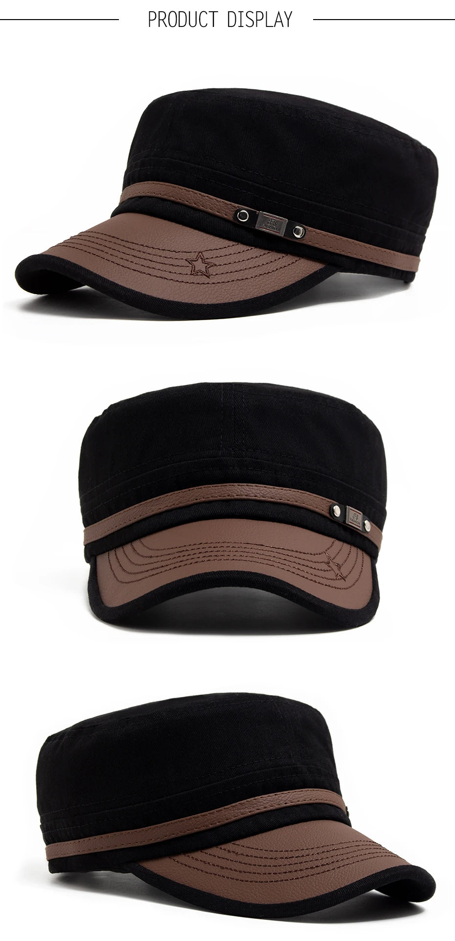 Flat Hat Women Fashion PU Leather Brim Men Baseball Cap Soft Cotton Cloth Casual Visor Trucker Hat Autumn Summer Adjustable