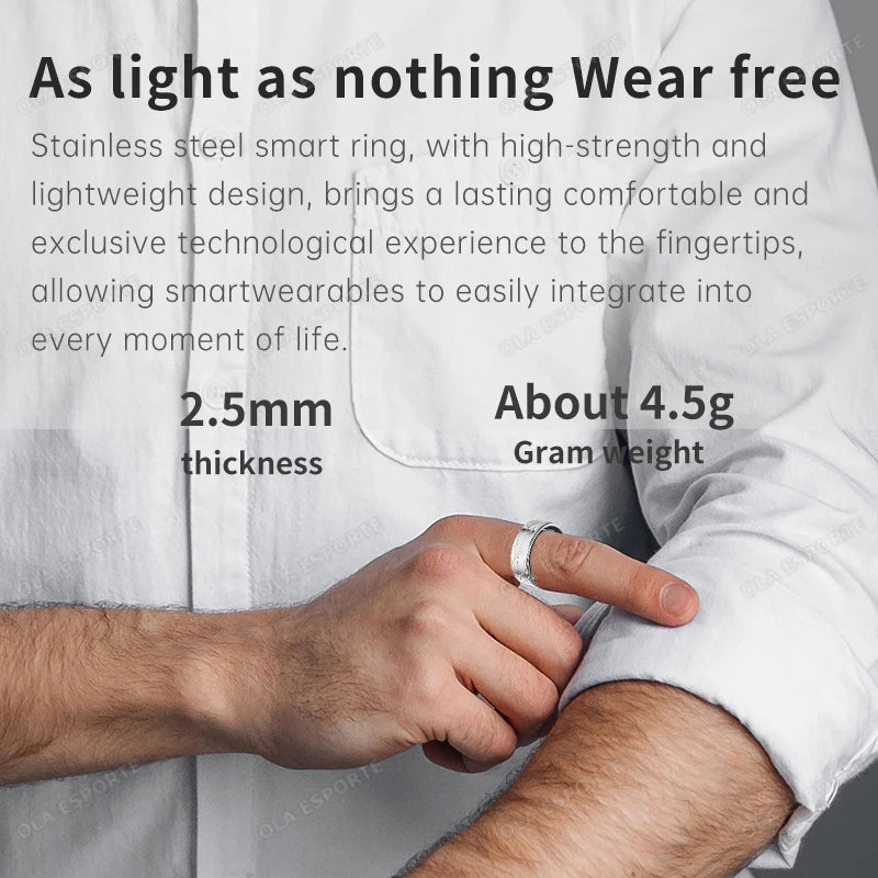 For  Pattern Smart Ring for Men Women Health Sleep Monitor Heart Rate Waterproof Multi-Sport  Couple SmartRing Gold