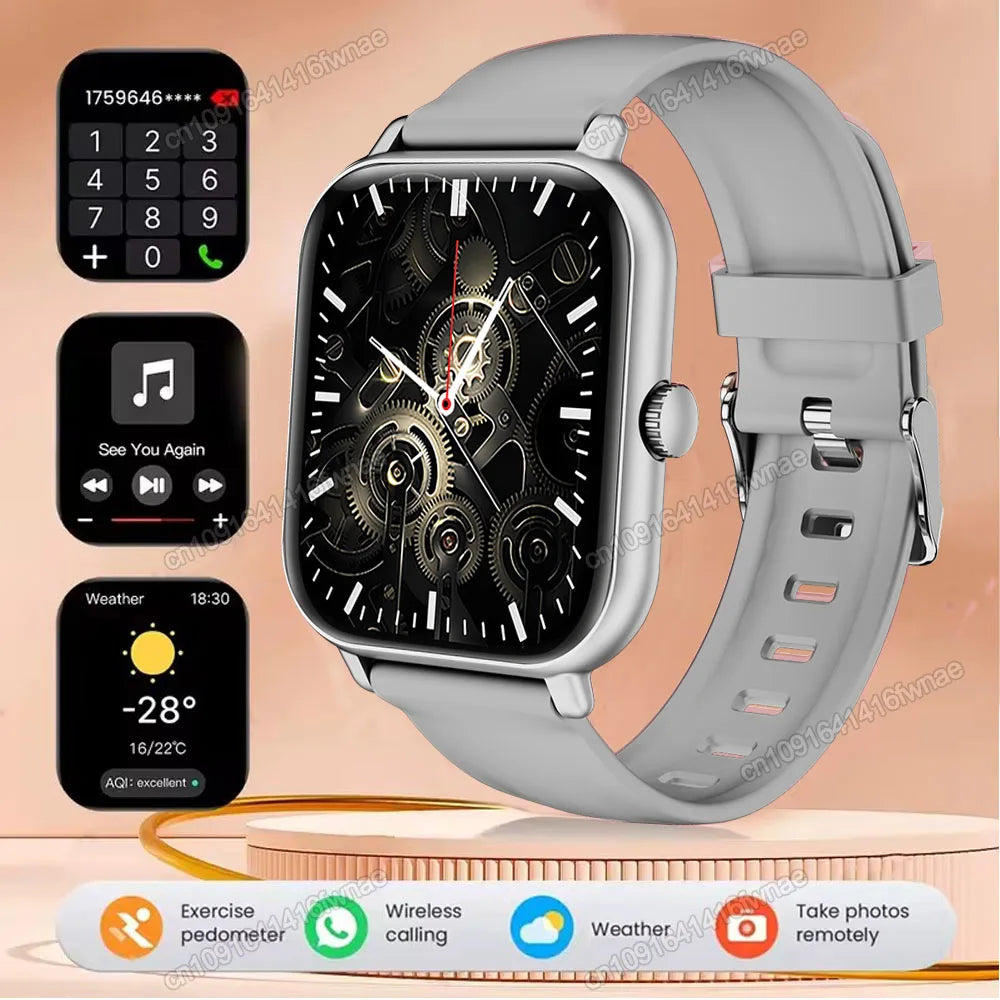 Smartwatch para Android IOS Relojes Pantalla HD de 2.01 pulgadas Llamada Bluetooth Alerta de Mensajes Música Modo Deportivo Smartwatch para Hombres Mujeres Regalo