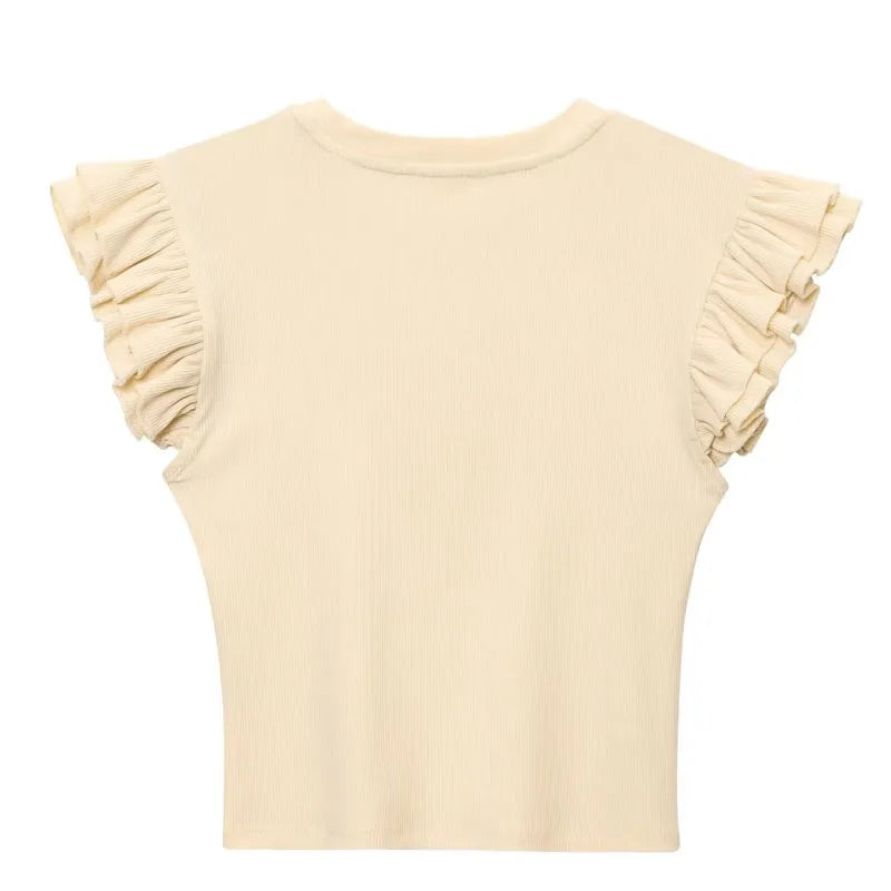 Top Women Summer Corset Woman Clothing Tank Crop Knitted Top Female Y2k Ruffled Sleeveless Cute Street Style Casual Women's Vest
