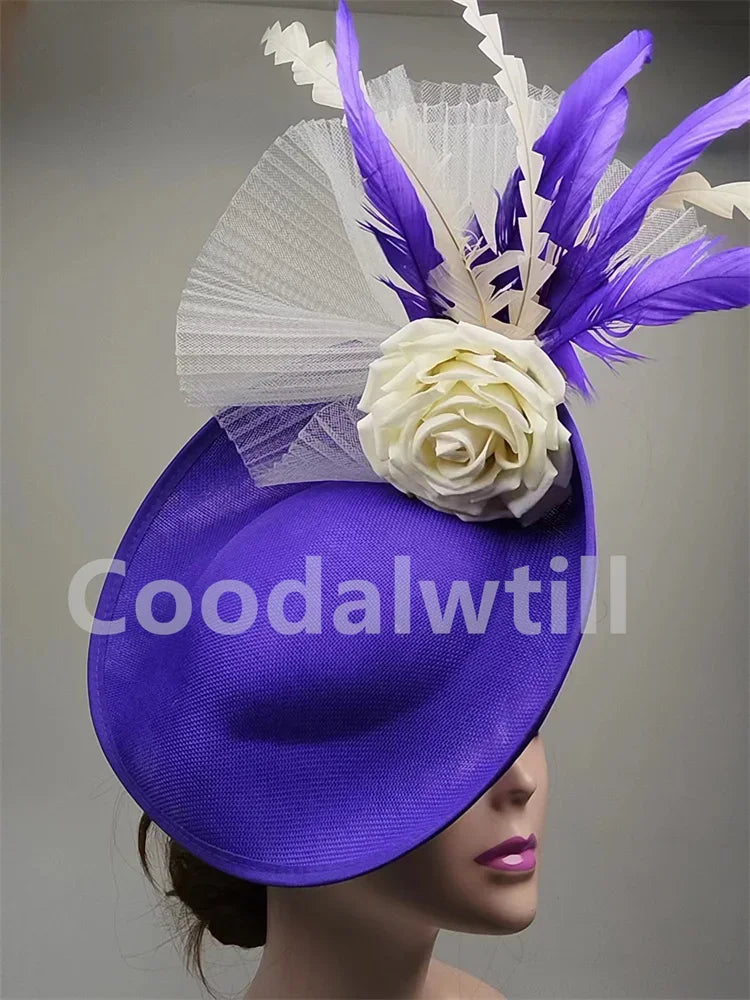 Flower Fascinators Hats Party Wedding Women Pillbox Cap Elegant Ladies Church Occasion Race Millinery Cap With Net Hair Access