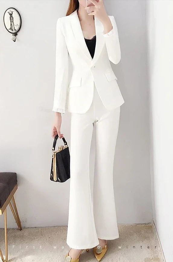 White Trousers Suits Office Blazer and Baggy Professional Women's 2 Pant Set Outfits Two Pieces Sets Pants for Woman Tailor Xxl