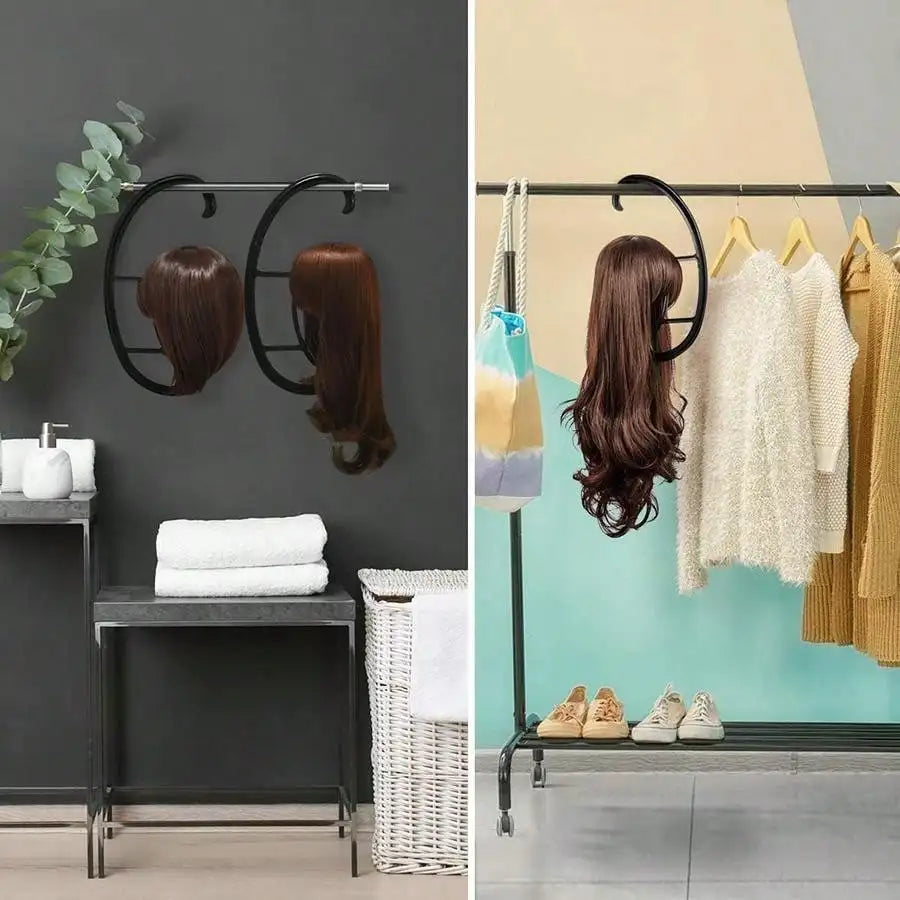 15 Inch Wig Hanger, Portable Hanging Wig Holder Stand, Collapsible Wig Display Hanger, Wig Rack for Multiple Wigs and Hats
