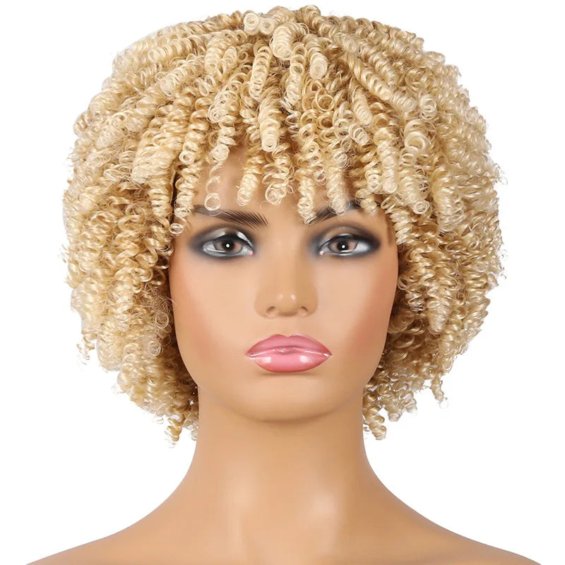 Peluca afro corta rizada con ondas marcadas