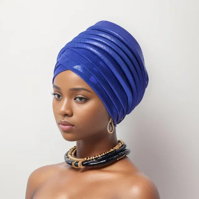 Gorro turbante africano para mujer, envolturas de cabeza nigerianas, pañuelo automático Gele ya hecho, tocado musulmán, tocado para fiesta