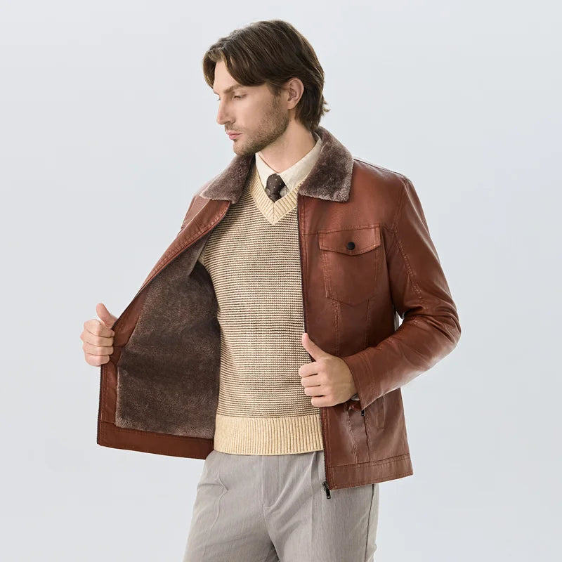 Men’s Fur-Lined Leather Jacket