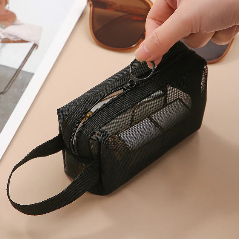 Trousse de maquillage de voyage en filet