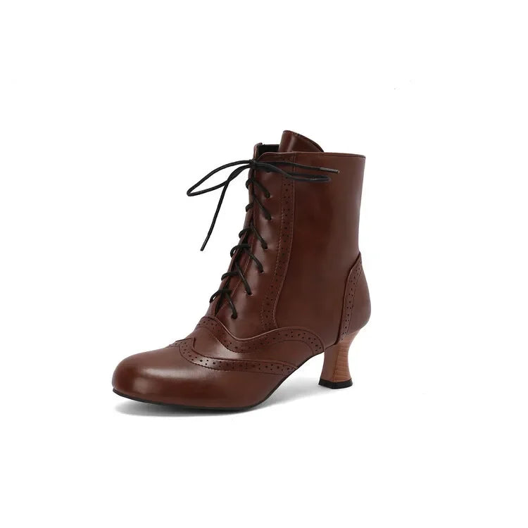 New Fashion Boots for Women High Quality Leather Women's Short Boots Daily Women High Heels Lightweight Womens Shoes Botas Mujer