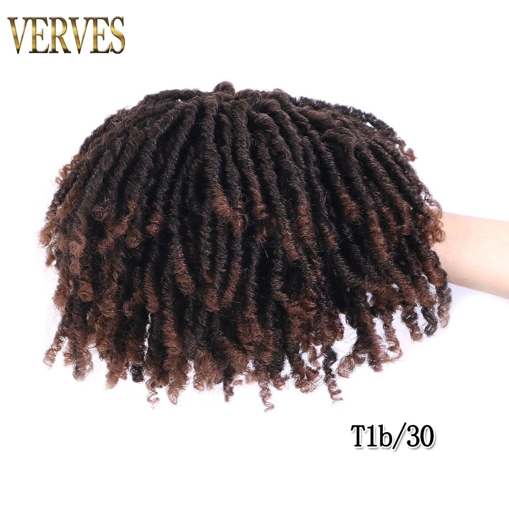 VERVES Dreadlocks Synthétiques Noirs Perruque Dreadlocks Demi-Clip Topper Tresses au Crochet 6 Pouces Courtes Perruque Femme Gris Marron