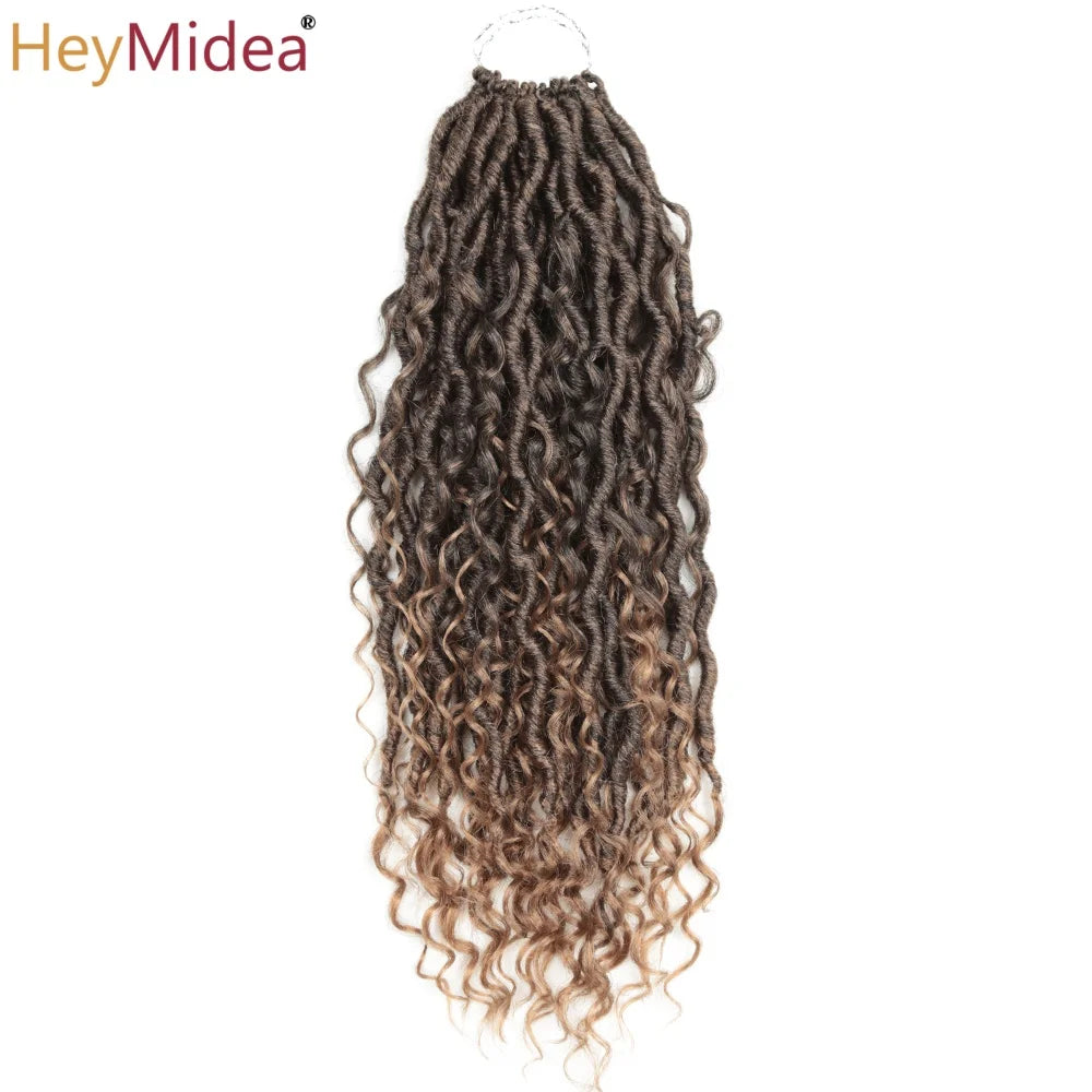 Synthetic Goddess Locs Crochet Hair Braids Curly Faux Locs Braiding Hair Extensions Wig For Women Black Hippie Boho Style