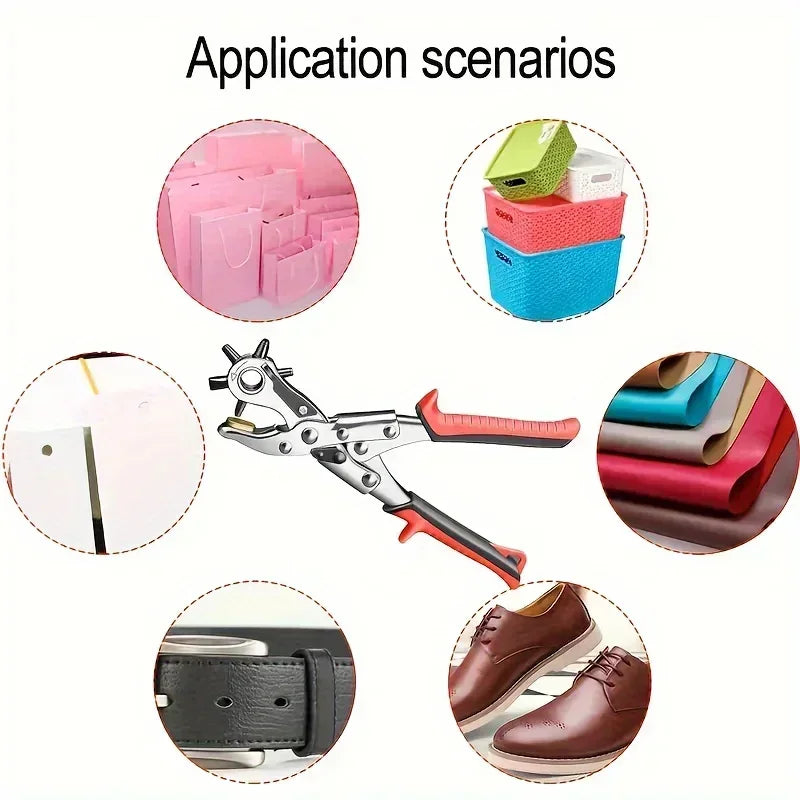 Perforadora de cuero Herramientas de cuero Multifuncional Perforadora de cinturones de acero al carbono ordinario Herramienta de perforación Perforadora de agujeros para cinturones Herramienta de artesanía