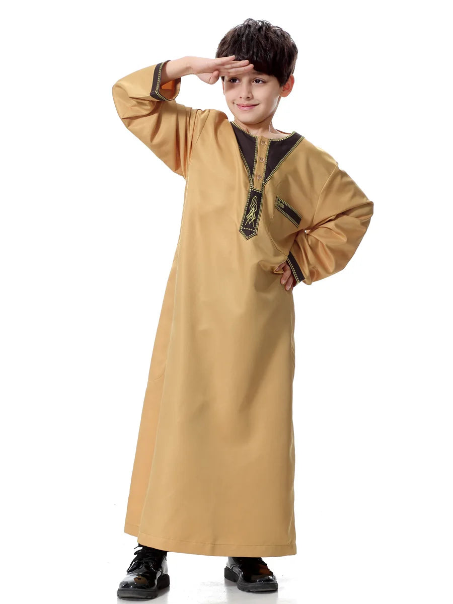 2025 Fashion Muslim Teenager Clothing Islam Men Summer Winter Eid Ramadan Prayer High Quality Elengance Party Boy's Robe Caftan