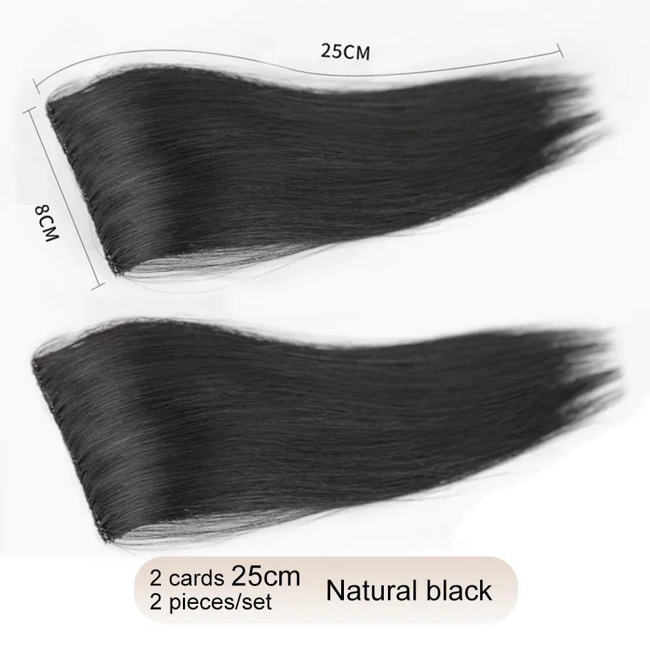 Extensiones de pelo sintético de 2 piezas/juego, extensiones de pelo, aberturas y piezas de repuesto para la parte superior, artefacto de reemplazo