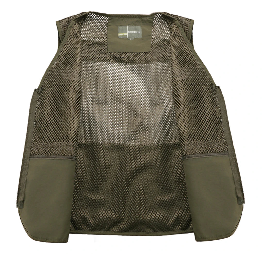 Men's Vest Tactical Webbed Gear Coat Summer Photographer Waistcoat Tool Many Pocket Mesh Work Sleeveless Jacket Male