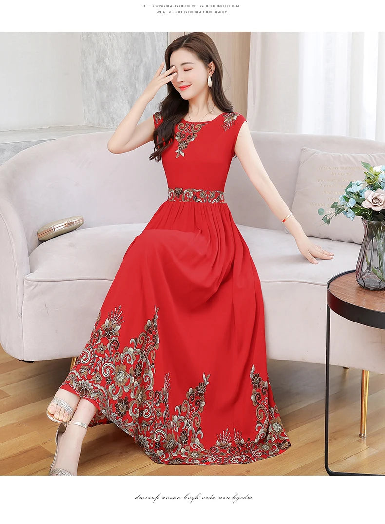 New Fashion  Summer Print Women Short Sleeve Cotton Plus Size Women Clothing Dress Ladies Large Size Vestidos dresses