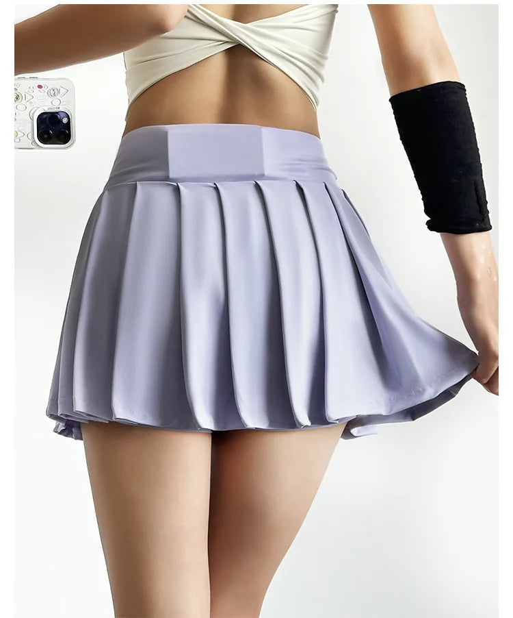 Sports short skirt women summer anti-walk yoga pants running fitness clothes quick dry breathable high waist pleated skirt