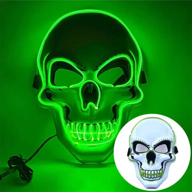 Halloween Adult Purification Mask LED Glowing Skull Terror Mask Cold Light Mask Role Playing Masquerade Ball
