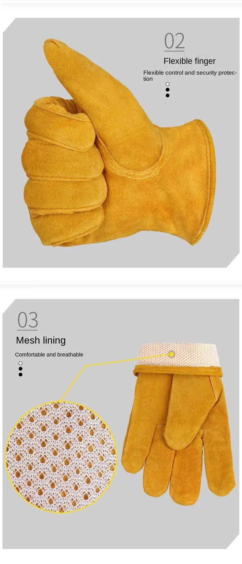 Work Gloves Cowhide Leather Men Working Welding Safety Protective Garden Sports MOTO Driver Wear-resisting Construction Gloves