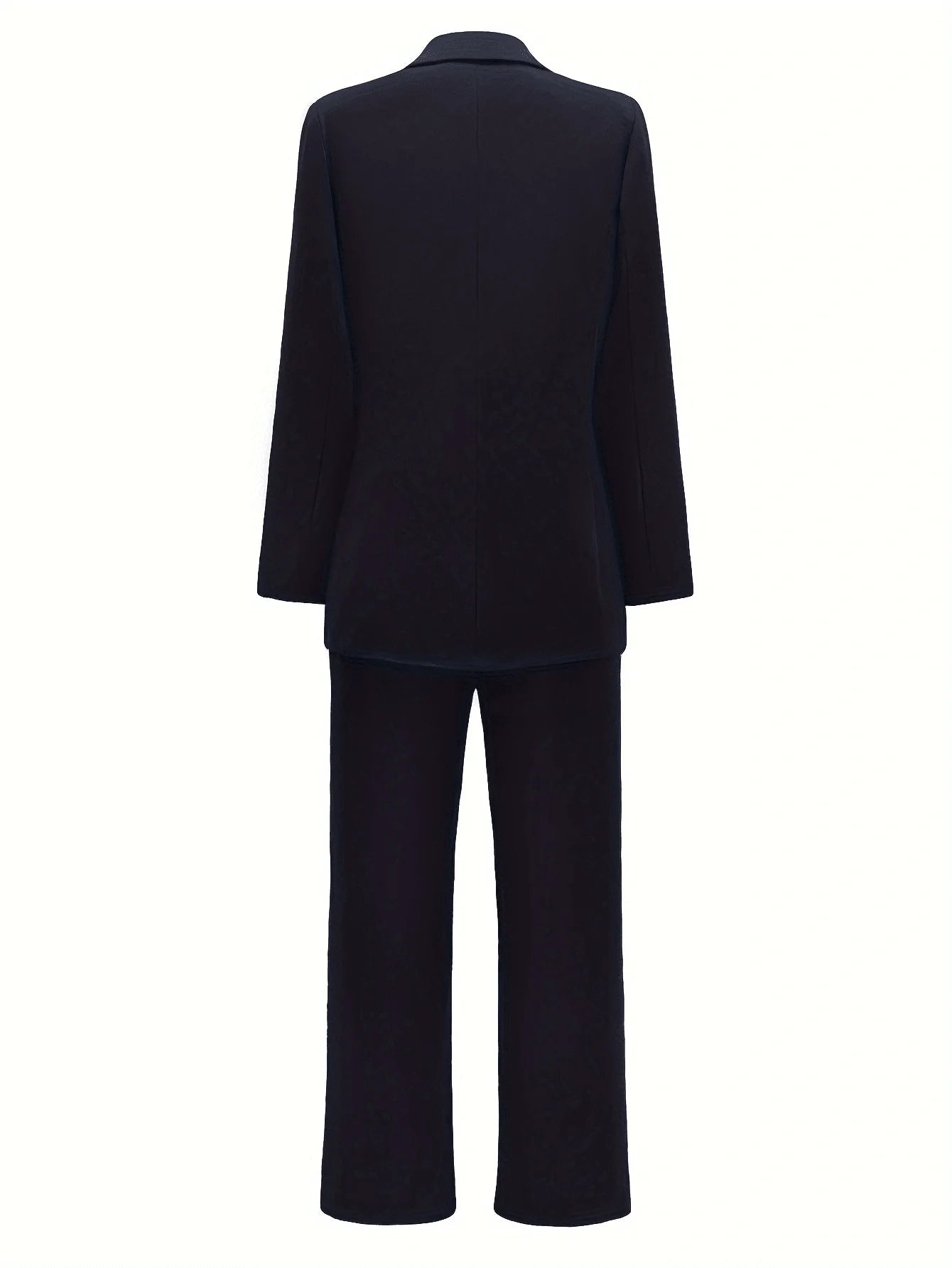 Women's Elegant Casual Blazer Jacket And Straight-Leg Pants Suit Set Spring Autumn & Winter Suitable for Office Work Business